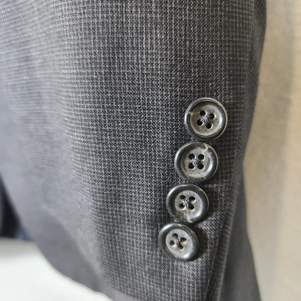 Southwick USA‎ Sharkskin Wool Suit Jacket 40R Gray Sport Coat Classic Tailored